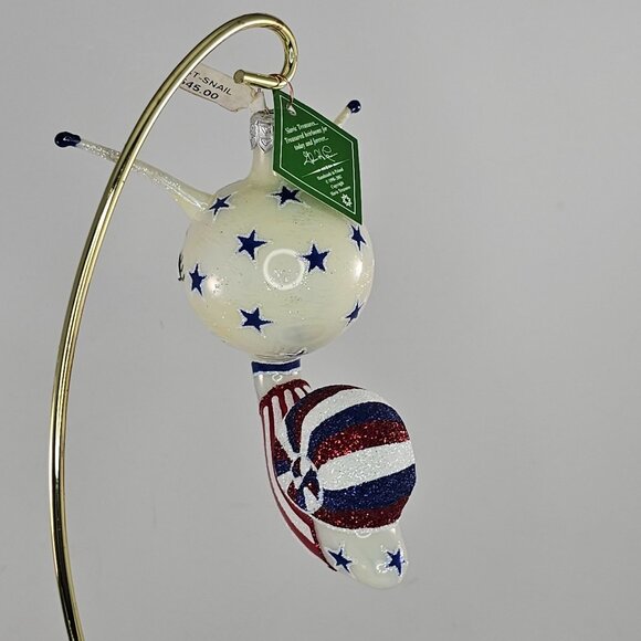 Slavic Treasures Patriotic Event Snail Ornament Figurine Handcrafted Blown Glass - Picture 6 of 9